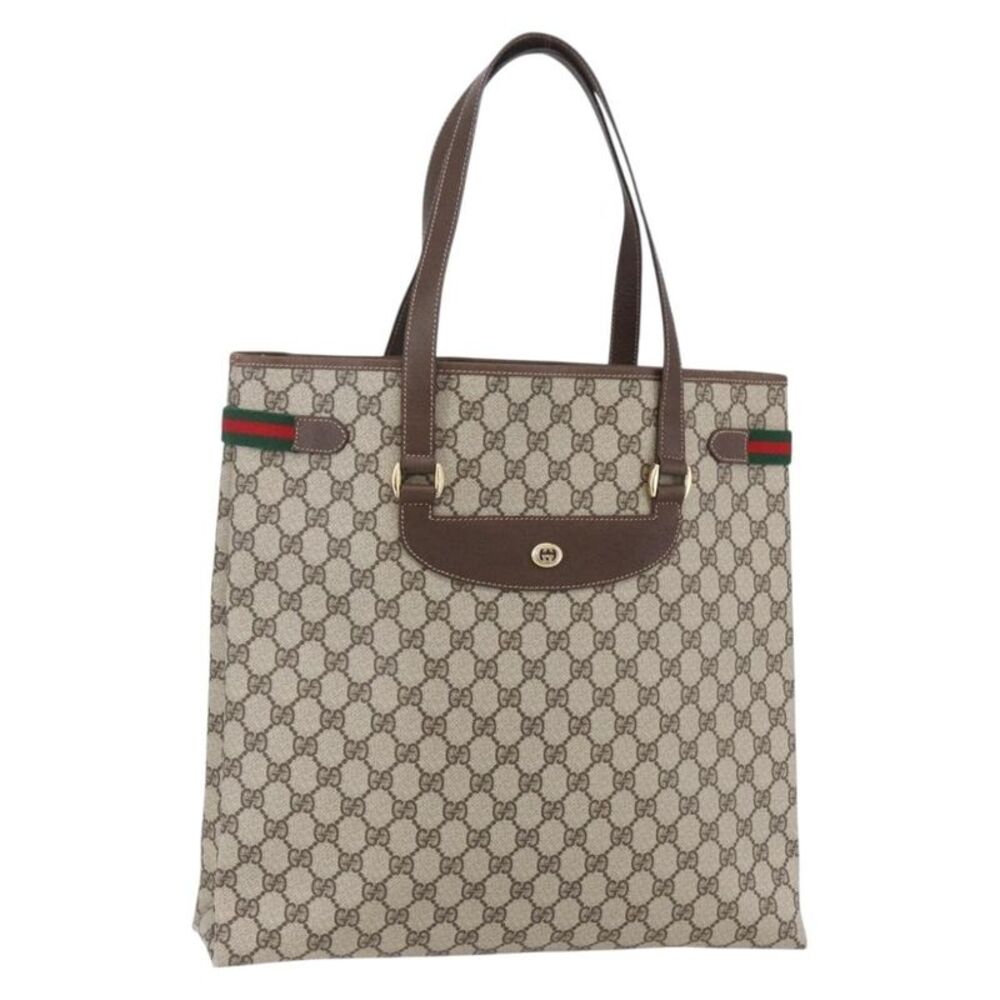 Gucci Vintage Tote Gg Canvas Beige Pvc Tote Bag Bag